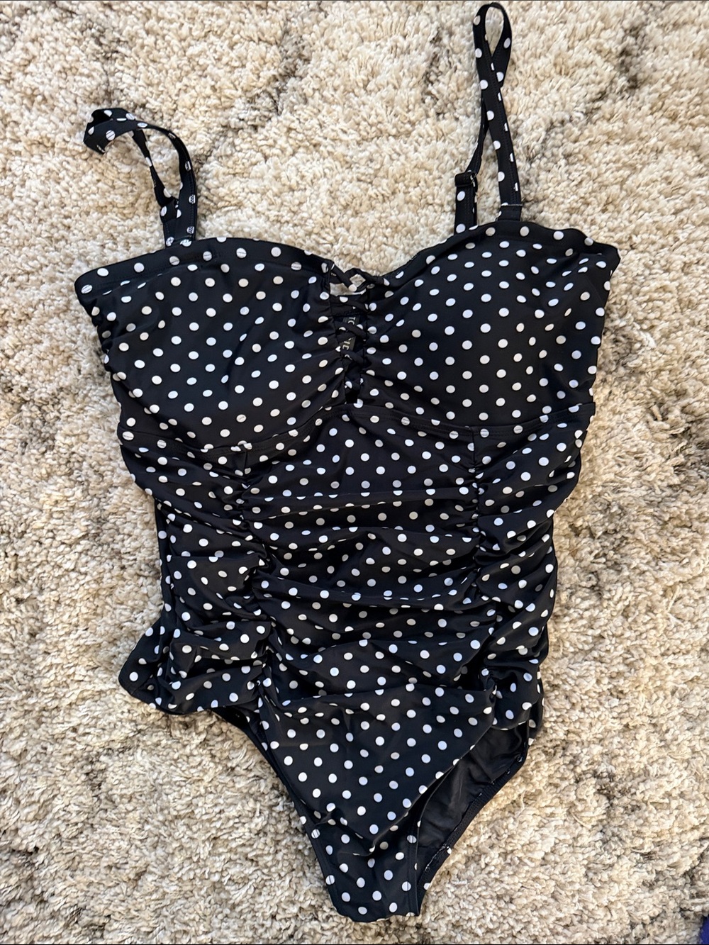 torrid Black & White Polka Dot Ruched One-Piece Swimsuit